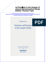 Paroimia and Parresia in The Gospel of John A Historical Hermeneutical Study 1St Edition Thomas Tops Download 2024 Full Chapter