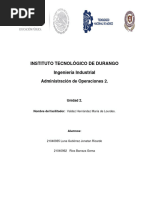 Instituto Tecnológico de Durango Ingeniería Industrial: Administración de Operaciones 2