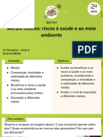 Metais Tóxicos: Riscos À Saúde e Ao Meio Ambiente: Química