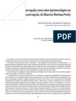 QUEIROZ, Carlos Eduardo Japiassú De. A Percepção Como Valor Epistemológico Na Fenomenologia Da Percepção, de Maurice Merleau-Ponty