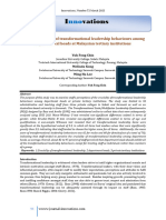 Staff's Perceptions of Transformational Leadership Behaviours Among Departmental Heads at Malaysian Tertiary Institutions