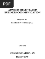 Administrative and Business Communication: Prepared By: Endalkachew Wakuma (MA)