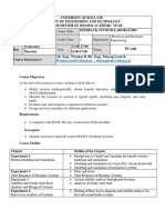 EEF460 - Feedback Systems Laboratory Outline