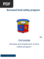 SITXFSA008 Student Assessment Task 2 Burwood Food Safety Program