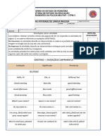 Atividades de Revisão Sextos Anos Greetings 2 Semana