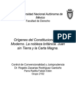 Orígenes Del Constitucionalismo Moderno. La Nobleza Británica. Juan Sin Tierra y La Carta Magna.