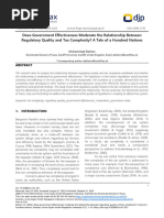 Does Government Effectiveness Moderate The Relationship Between Regulatory Quality and Tax Complexity? A Tale of A Hundred Nations