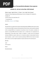 Separation of HMDA From Aqueous Solution by Solvent Extraction With Butanol