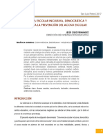 Onvivencia Escolar Inclusiva Democrática Y Pacífica para La Prevención Del Acoso Escolar