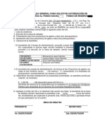 Acta de Asamblea General para Solicitar Autorización de Gastos Con Cargo Al Fondo Social Fondo de Reserva