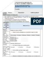 1ero Biologia Formato de Evaluación de Diagnostico