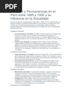 Cambios y Permanencias en El Perú Entre 1895 y 1930 y Su Influencia en La Actualidad