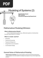 Modeling of Systems (2) : Majid Medhat Saeed Phd. Student Mechanical Engineering Department