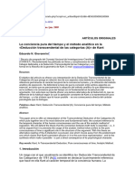 La Conciencia Pura Del Tiempo y El Método Analítico en La Deducción Transcendental de Las Categorías (A) de Kant