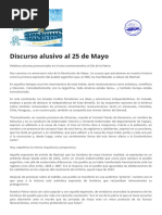 Discurso Alusivo Al 25 de Mayo