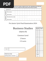 Business Studies: Pre-Junior Cycle Final Examination 2024