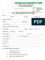 NYSC Pre Mobilization Form