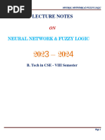 Notes - B.tech CSE - VIII - Neural Network & Fuzzy Logic