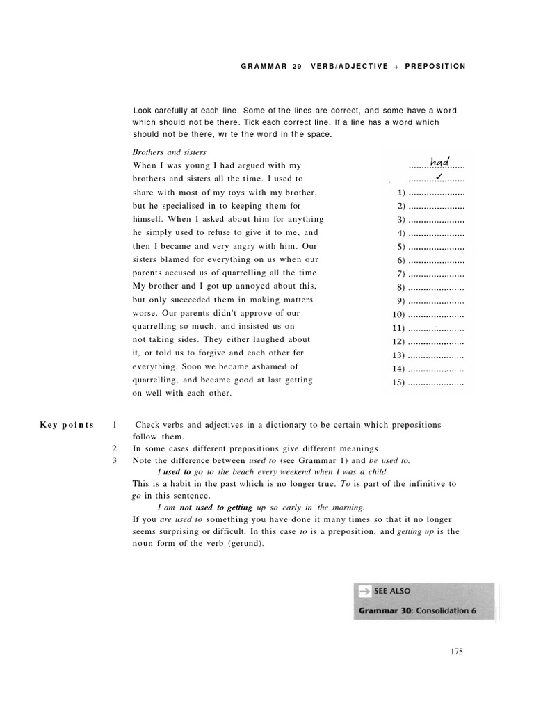 Brothers and Sisters: Grammar 29 Verb/Adjective+ Preposition | PDF ...