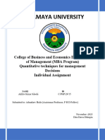 Quantitative Techniques For Management Décisions Individual Assignment