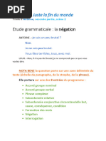 Tirade Antoine - Étude Grammaticale Sur La Négation - Réponse Complète