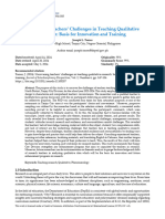 Uncovering Teachers' Challenges in Teaching Qualitative Research Basis For Innovation and Training