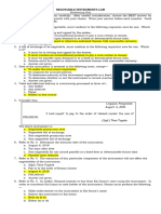 Preliminary Test Negotiable Instruments Law