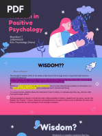 Wisdom in Positive Psychology: Bhumika K T 20BSHH0011 B.Sc. Psychology (Hons)