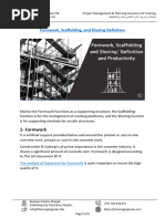 Formwork, Scaffolding and Shoring Definition and Productivity