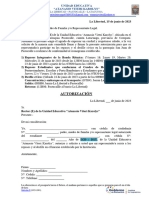 Autorización para Participar en El Desfile en Pastocalle 24-06-2023