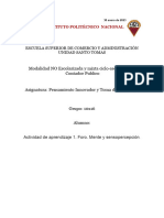 Act1 Actividad de Aprendizaje 1. Foro. Mente y Sensopercepción Pensamiento Inovador Y Toma de Deciciones