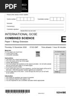 International Gcse Combined Science 9204 Biology Ext Question Paper 1 Nov20