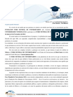 Invitación Foro Mundial de Universitarios Cancún, México