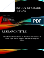 The Effects of Poor Behavior On The School Performance of Junior High School Students at Rosarian Integrated School By: Reviel Marc S. Dela Cruz