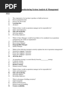 Question Set Manufacturing System Analysis & Management