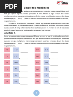 2018 Bingo Dos Monômios 8º Ano