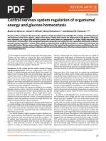 Central Nervous System Regulation of Organismal Energy and Glucose Homeostasis