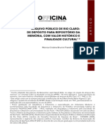 Arquivo Público de Rio Claro: de Depósito para Repositório Da Memória, Com Valor Histórico E Finalidade Cultural