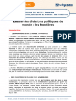 Fiche de Revision HGGS 2021 Etudier Les Divisions Politiques Du Monde Les Frontieres