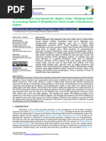 The Assessment Instrument For Higher Order Thinking Skills in Learning Theme 8 (Bumiku) For Sixth Grade of Elementary School