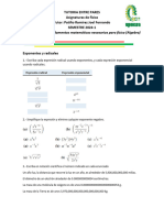 Cuestionario de Fundamentos Matemáticos Necesarios para Física (Algebra)