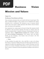 The Business Vision Mission and Values