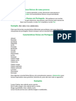 Características Físicas de Uma Pessoa