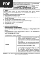 YAN-HS-STA RO-053 Procedimiento de Notificación e Investigación de Incidentes de Seguridad y Salud