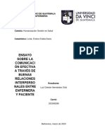 Ensayo Sobre La Comunicacion Efectiva A Traves de Buenas Relaciones Interpersonales Entre Enfermera y Paciente Celeste