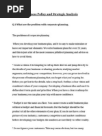 Business Policy and Strategic Analysis: Q.1 What Are The Problem With Corporate Planning