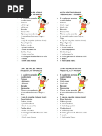 Lista de Utiles Grado Preescolar y Primero