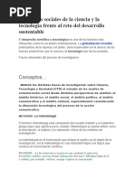 Problemas Sociales de La Ciencia y La Tecnología Frente Al Reto Del Desarrollo Sustentable