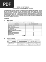 TOR - Procurement of One Year Manpower Services