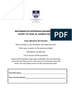 Sample Y10 Maths Paper